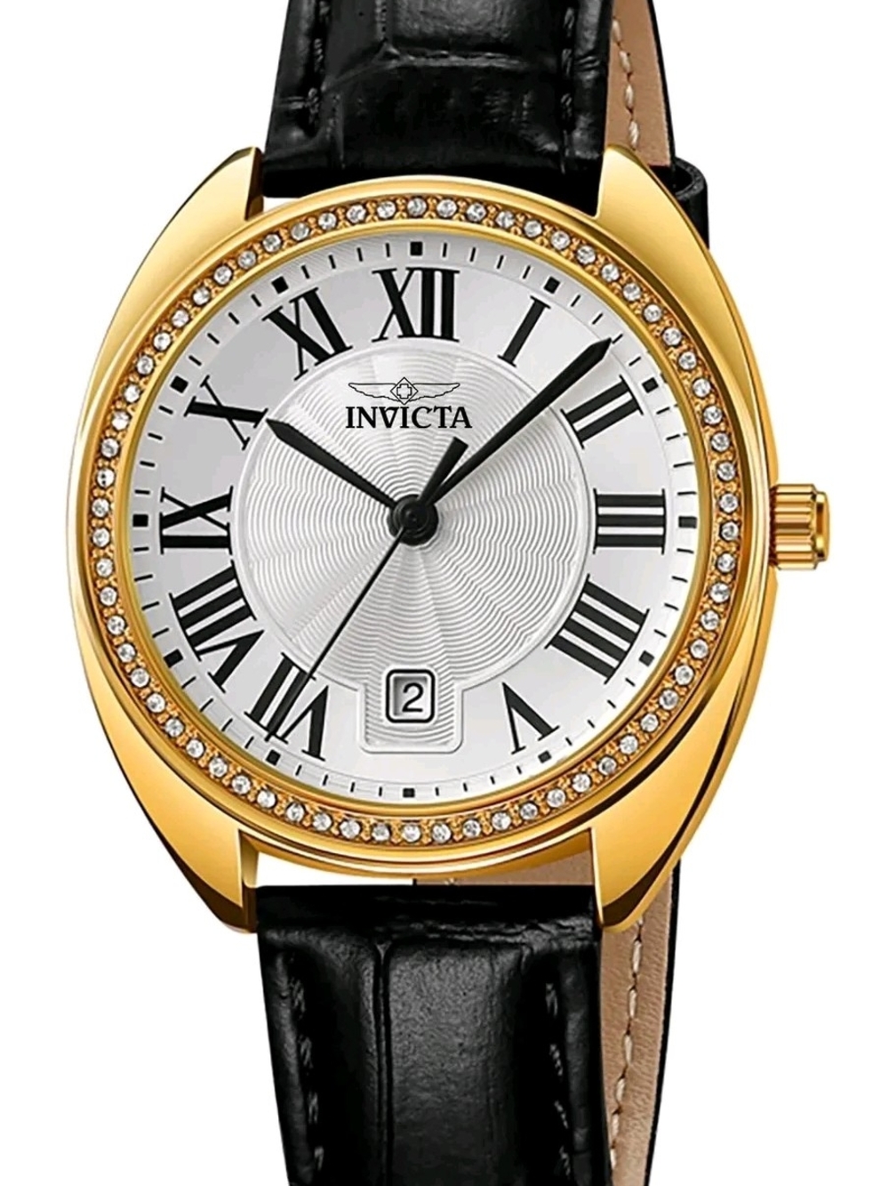 Invicta Gold and Black Women's Dress Watch with White Dial 33.2mm